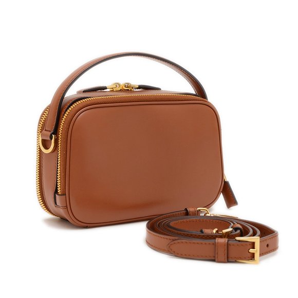 Prada Odette Handbag Shoulder Bag Leather Brown 1BH203 - Picture 2 of 9